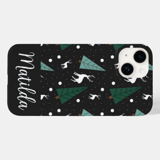 Coques Case-Mate iPhone Personalized Reindeer and Christmas trees  (Verso (horizontal))