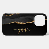 Coques Case-Mate iPhone Personalized Signature Black Gold Agate (Verso (horizontal))