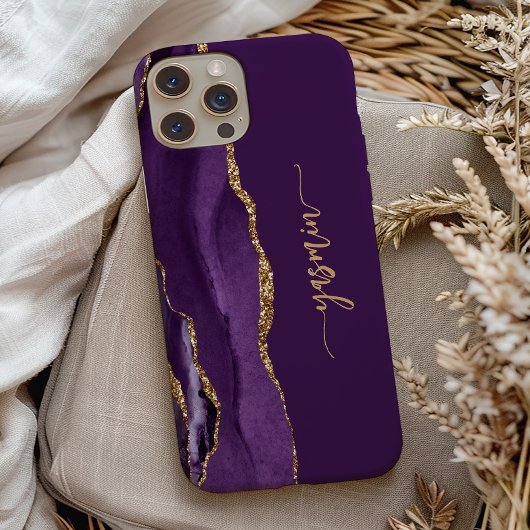 Coques Case-Mate iPhone Personalized Signature Purple Gold Agate