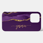 Coques Case-Mate iPhone Personalized Signature Purple Gold Agate (Verso (horizontal))