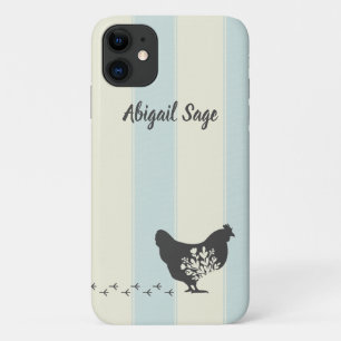 Case-Mate iPhone Case Personalized Silhouette Chicken with Flowers Farm