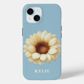 Coques Case-Mate iPhone Personalized Sunflower Name Blue Phone Case (Verso)