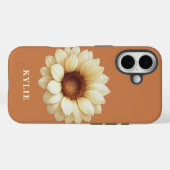 Coques Case-Mate iPhone Personalized Sunflower Name Terra Cotta Phone Case (Verso (horizontal))