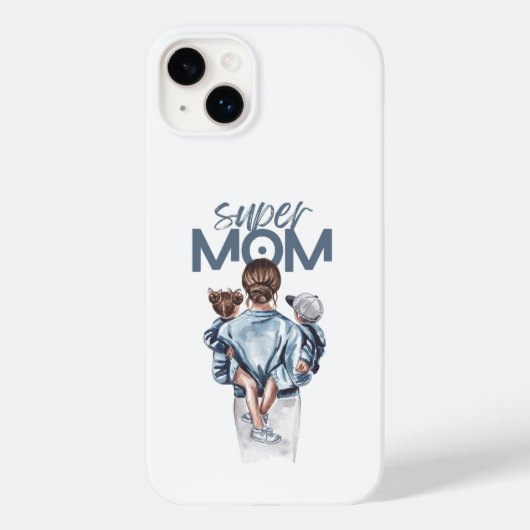 Coques Case-Mate iPhone Personalized Super Mom with Son and Daughter Gift (Verso)