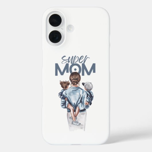 Coques Case-Mate iPhone Personalized Super Mom with Son and Daughter Gift (Verso)