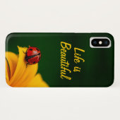 Coques Case-Mate iPhone Personalized Text with Ladybug and Sunflower (Dos (Horizontal))