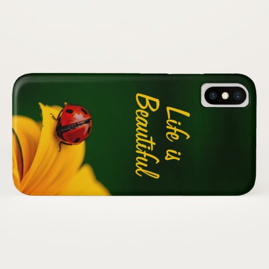 Coques Case-Mate iPhone Personalized Text with Ladybug and Sunflower (Dos (Horizontal))