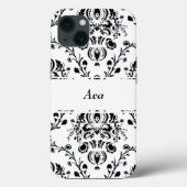 Coques Case-Mate iPhone Personalized White and Black Damask (Verso)