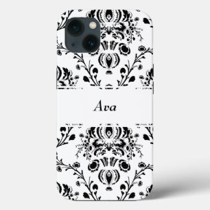 Case-Mate iPhone Case Personalized White and Black Damask