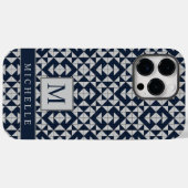 Coques Case-Mate iPhone Personnalisable bleu marine clair gris géométrique (Verso (horizontal))