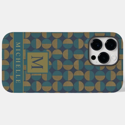 Coques Case-Mate iPhone Personnalisable bleu marine Turquoise vert géométr (Verso (horizontal))