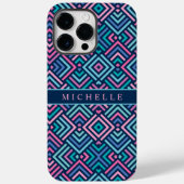 Coques Case-Mate iPhone Personnalisable Lumineuse Bleu foncé rose géométri (Verso)