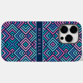 Coques Case-Mate iPhone Personnalisable Lumineuse Bleu foncé rose géométri (Verso (horizontal))