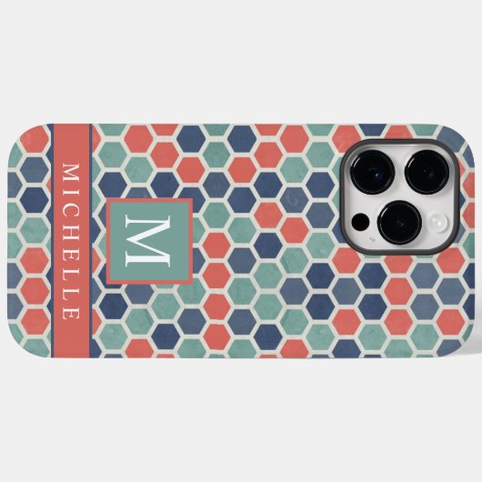 Coques Case-Mate iPhone Personnalisable rouge bleu vert Hexagon géométriqu (Verso (horizontal))