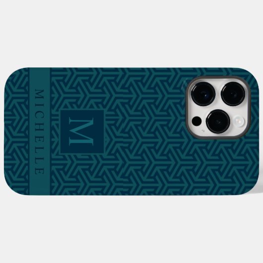 Coques Case-Mate iPhone Personnalisable Turquoise bleu foncé vert géométri (Verso (horizontal))