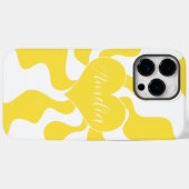 Coques Case-Mate iPhone Personnalisation du coeur - Citron jaune et blanc (Verso (horizontal))