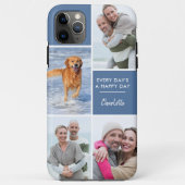 Coques Case-Mate iPhone Personnalisé 4 Photo Collage Positif Citation Bleu (Dos)