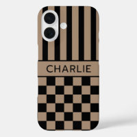 Personnalisé à rayures à carreaux noir et marron