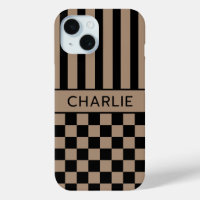 Personnalisé à rayures à carreaux noir et marron