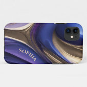 Coques Case-Mate iPhone Personnalisé Abstrait-bleu violet et or- (Dos (Horizontal))