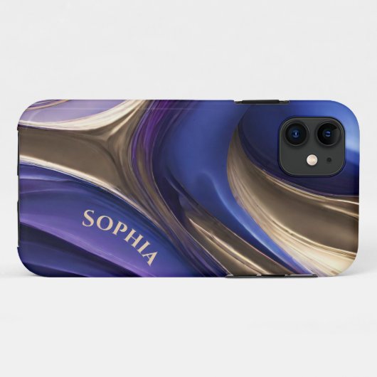 Coques Case-Mate iPhone Personnalisé Abstrait-bleu violet et or- (Dos (Horizontal))