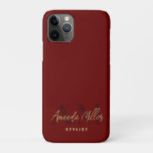 Coques Case-Mate iPhone Personnalisé Avec Le Nom Rouge Or Moderne Monogram (Dos)