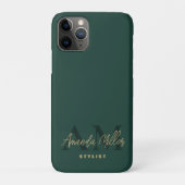 Coques Case-Mate iPhone Personnalisé Avec Le Nom Vert Or Moderne Monogramm (Dos)