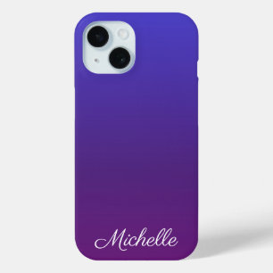 Coque Pour iPhone 15 Personnalisé bleu et violet ombre