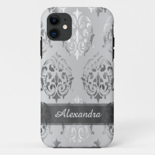 Case-Mate iPhone Case Personnalisé chic élégant argent gris damask