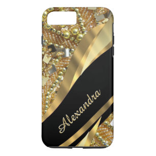 Coque Case-Mate Pour iPhone Personnalisé chic élégant noir et or bling