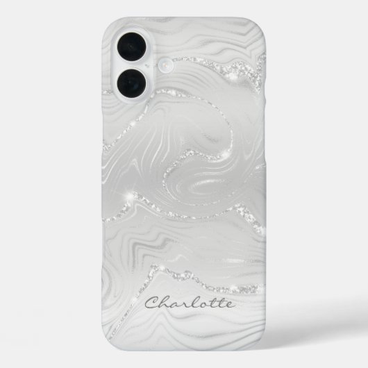 Coques Case-Mate iPhone Personnalisé Chic gris argent Parties scintillant  (Verso)