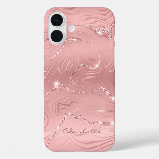 Coques Case-Mate iPhone Personnalisé Chic rose Parties scintillant argent  (Verso)
