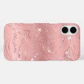 Coques Case-Mate iPhone Personnalisé Chic rose Parties scintillant argent  (Verso (horizontal))