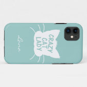 Coques Case-Mate iPhone Personnalisé Crazy Cat Lady en Wavecrest bleu (Dos (Horizontal))