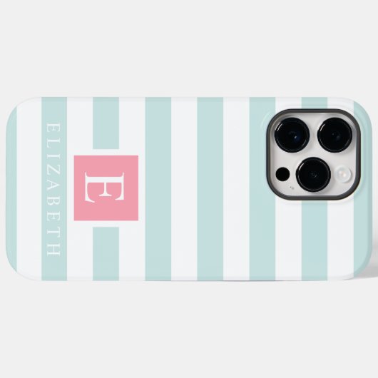 Coques Case-Mate iPhone Personnalisé Cyan Pastel Bleu Bleu Blancs (Verso (horizontal))