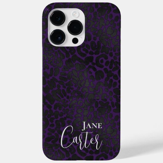 Coques Case-Mate iPhone Personnalisé Élégant Léopard Noir Violet (Verso)