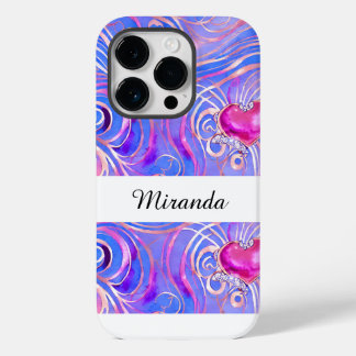 Coque Pour iPhone 14 Pro Personnalisé Elegant Pink Heart iPhone 14 Pro Coqu