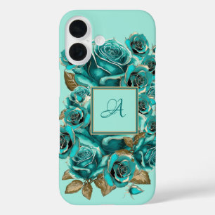 Coques iPhone 16 Personnalisé Elegant Vintage Rose Turquoise