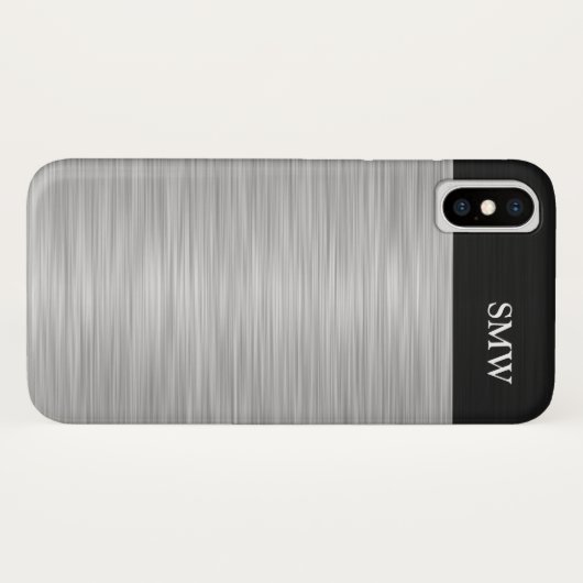 Coques Case-Mate iPhone Personnalisé Faux acier inoxydable et noir (Dos (Horizontal))