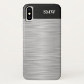 Coques Case-Mate iPhone Personnalisé Faux acier inoxydable et noir (Dos)