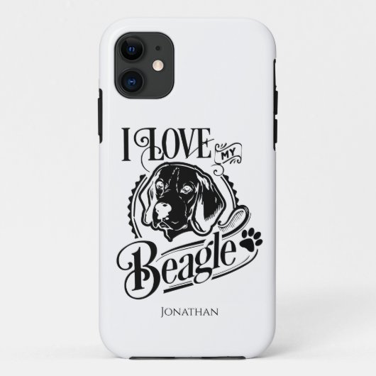 Coques Case-Mate iPhone Personnalisé J'aime mon Beagle (Dos)