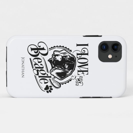 Coques Case-Mate iPhone Personnalisé J'aime mon Beagle (Dos (Horizontal))