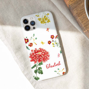 Coques iPhone 16 Pro Personnalisé Joli Couleur Fleurs Jardin Dessin Mai