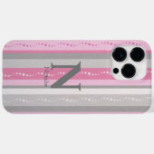 Coques Case-Mate iPhone Personnalisé mignon rayé motif rose et gris (Verso (horizontal))