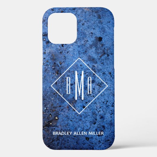 Coques Case-Mate iPhone Personnalisé Monogramme bleu blanc (Verso)