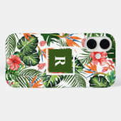 Coques Case-Mate iPhone Personnalisé Monogramme Chic Tropical Motif Vert (Verso (horizontal))