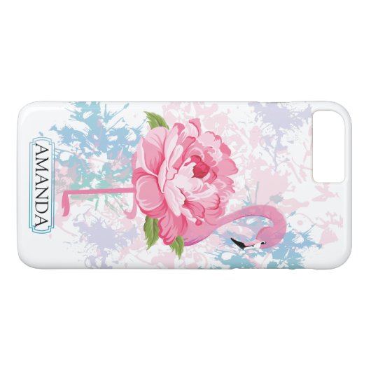 Coques Case-Mate iPhone Personnalisé | Monogramme Flamant rose (Dos (Horizontal))