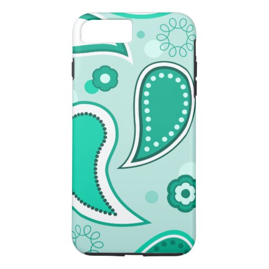 Coques Case-Mate iPhone Personnalisé noir vert et blanc Paisley (Dos)