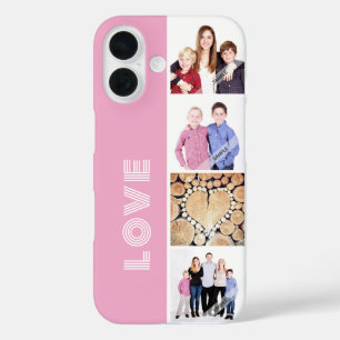 Coques iPhone 16 Personnalisé Personnalisé 4 Photo Collage Love Fam