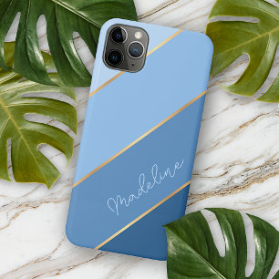 Case-Mate iPhone Case Personnalisé personnalisé rayures bleu foncé or